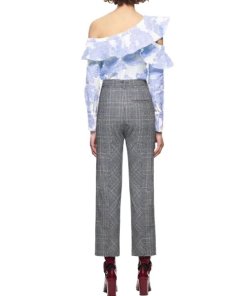 Self-Portrait Floral Fil Coupe Asymmetric Ruffle Top