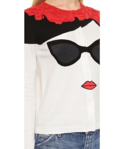 Alice + Olivia Stace Face Frida Intarsia Cotton Cardigan