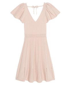 Sandro Edwin Flutter-Sleeve Short Knit Dress
