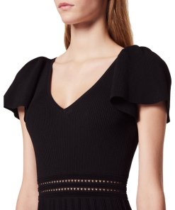 Sandro Edwin Flutter-Sleeve Short Knit Dress