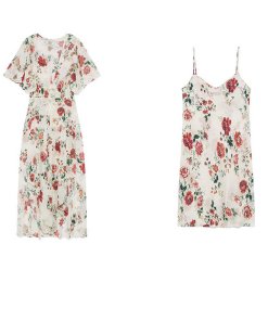 Maje Rachelle Asymmetric Hem Floral Print Maxi Dress