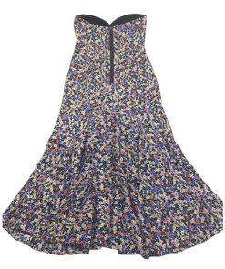 Veronica Beard Annika Floral Print Strapless Stretch Silk Dress