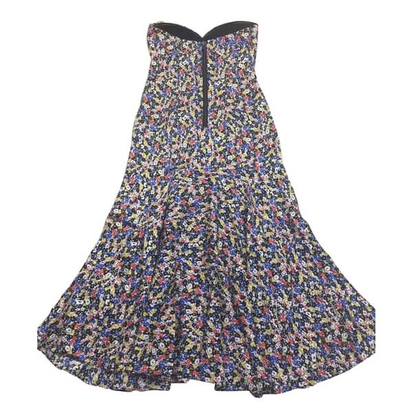 Veronica Beard Annika Floral Print Strapless Stretch Silk Dress