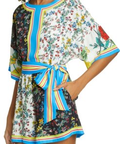 Alice Olivia Bowie Mix Pattern Belted Romper