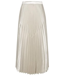 Reiss Anna Metallic Pleated Midi Skirt