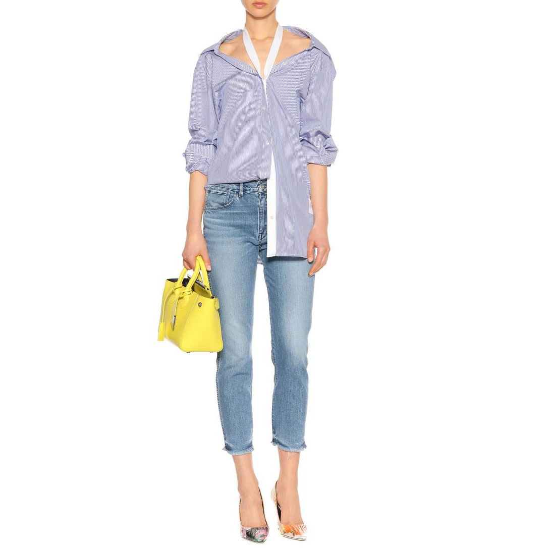 T By Alexander Wang Halter-Detail Striped Cotton Poplin Shirt  evaChic