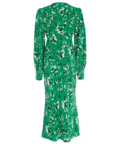 Veronica Beard Amber Long-Sleeve Floral Tie-Front Midi Dress