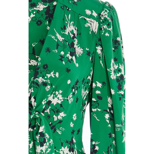 Veronica Beard Amber Long-Sleeve Floral Tie-Front Midi Dress  evaChic
