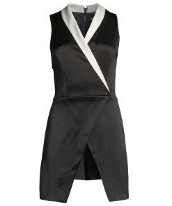 Alice + Olivia Mardell Contrast Shawl Lapel Mock Wrap Romper