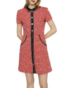 open lace back dress MAJE. Red and blue tweed dress, size 3(m) – Hibuy market main image 0