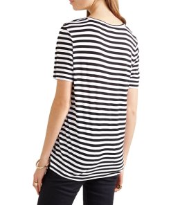 Balmain Button-Embellished Stripe Jersey T-shirt