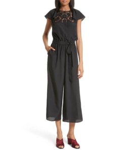 Kate Spade Embroidered Lace Yoke Jumpsuit