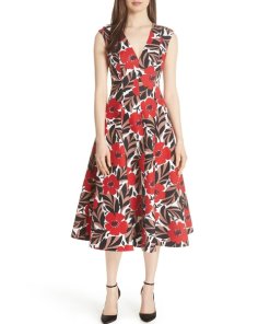 Kate Spade Poppy Field Structured Midi Dress
