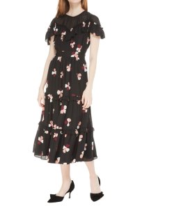 Kate Spade Dusk Buds Ruffle Midi Dress evaChic Kate Spade Dusk Buds Ruffle Midi Dress evaChic