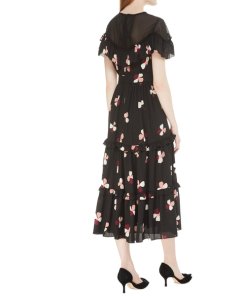 Kate Spade Dusk Buds Ruffle Midi Dress