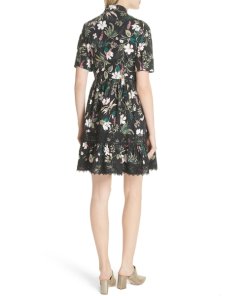 Kate Spade New York Botanical Lace-Inset Poplin Dress