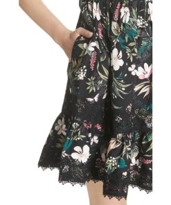 Kate Spade New York Botanical Lace-Inset Poplin Dress