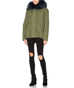 Mr & Mrs Italy Mini Coyote & Raccoon Fur-Detailed Army Parka