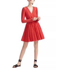Maje Ralina Long Sleeve Guipure Lace Dress