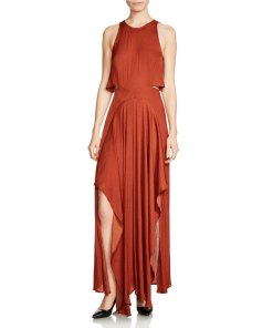 Maje Ranita Cutout Satin Maxi Dress