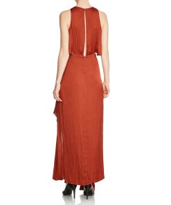 Maje Ranita Cutout Satin Maxi Dress
