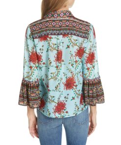Alice + Olivia Rana Ruffle Sleeve Blouse