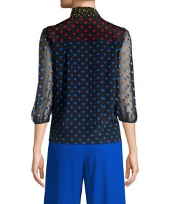 Alice + Olivia Jeannie Polka Dot Pussybow Blouse