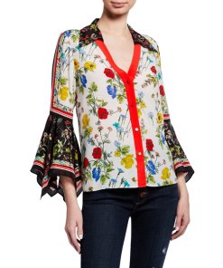 Alice + Olivia Randa Trumpet Sleeve Shirt