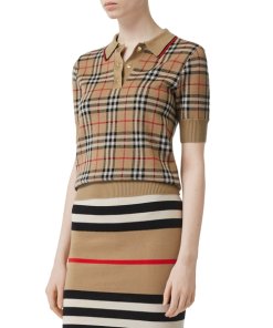 Burberry Chatterton Archive Check Merino Wool Polo Sweater