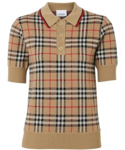 Burberry Chatterton Archive Check Merino Wool Polo Sweater