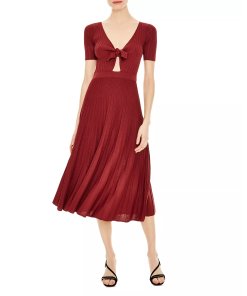 Sandro Shayna Openwork Tie-Detail Midi Dress