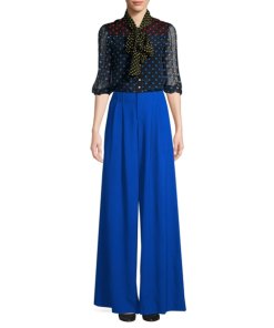 Alice + Olivia Jeannie Polka Dot Pussybow Blouse