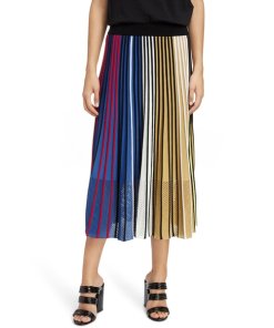 Kenzo Pleated Colorblock Rib Knit Skirt