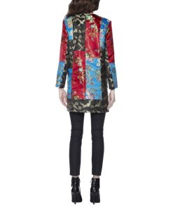 Alice + Olivia Logan Patchwork Collarless Coat