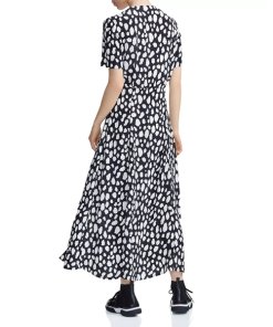 Maje Riline Printed Crepe Wrap-Effect Midi Dress