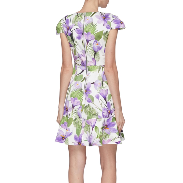 Alice + Olivia Kirby Faux-Wrap Floral Flounce Dress evaChic Alice + Olivia Kirby Faux-Wrap Floral Flounce Dress evaChic
