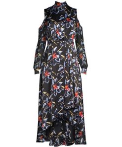 Diane Von Furstenberg High Low Mockneck Silk Dress-1