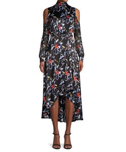 Diane Von Furstenberg High Low Mockneck Silk Dress-1