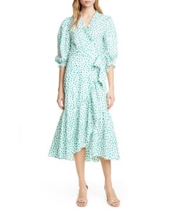 Rebecca Taylor Emerald Daisy Ruffle Detail Cotton Dress