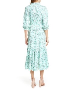 Rebecca Taylor Emerald Daisy Ruffle Detail Cotton Dress