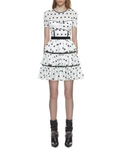 Self-Portrait Star Print Bustier Panel Tiered Dress