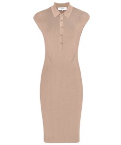 Reiss Hailey Nude Button Collar Knitted Dress