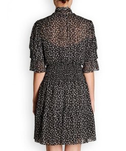 Rebecca Taylor Cheetah Print Silk Blend Dress