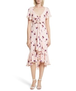 Cinq à Sept Mateo Ruffle Trim Silk Dress
