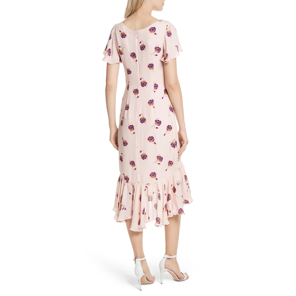 Cinq à Sept Mateo Ruffle Trim Silk Dress