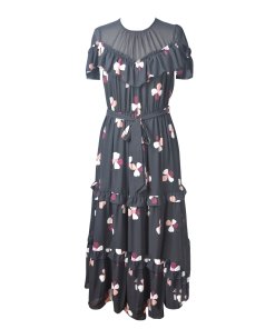 Kate Spade Dusk Buds Ruffle Midi Dress