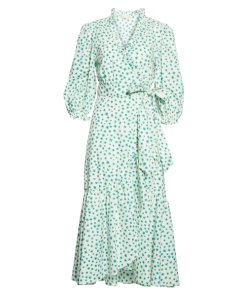 Rebecca Taylor Emerald Daisy Ruffle Detail Cotton Dress