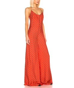 Alexis Holland Dot-Print Halter Wide-Leg Jumpsuit