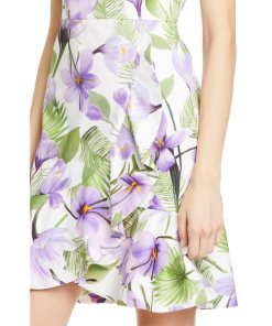 Alice + Olivia Kirby Faux-Wrap Floral Flounce Dress