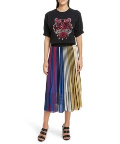Kenzo Pleated Colorblock Rib Knit Skirt